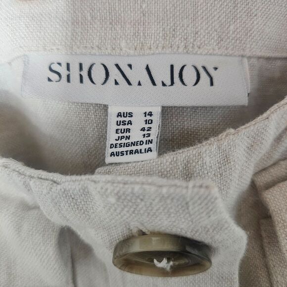SHONA JOY Sz 10 Aluaro Safari Drawstring Jumpsuit Linen $340 Pilazzo Wide Leg - Picture 3 of 13